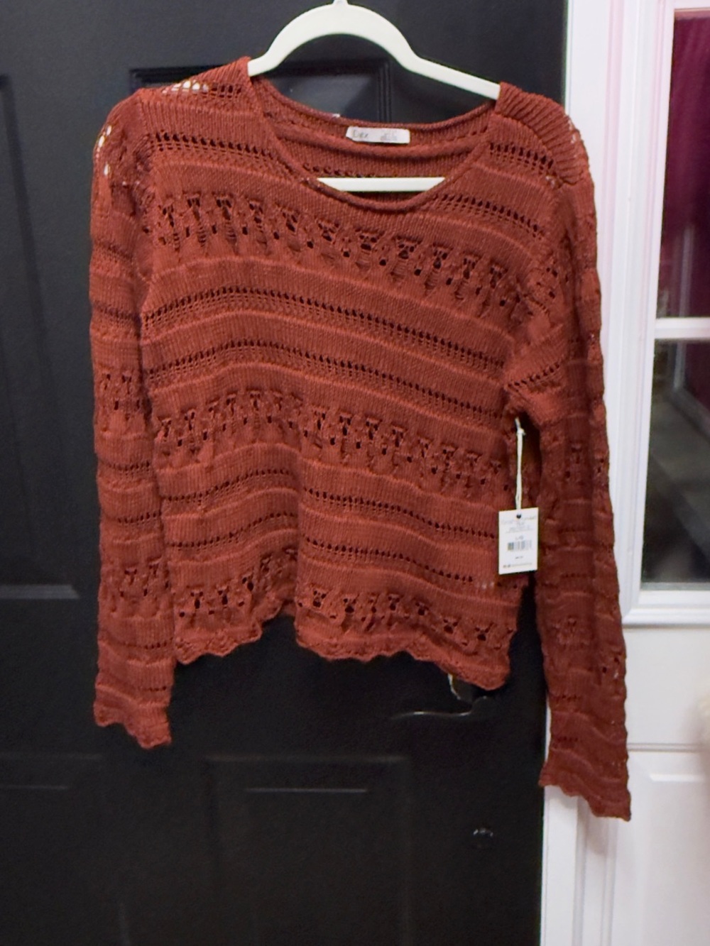 NWT Rust crochet -Knit Sweater -